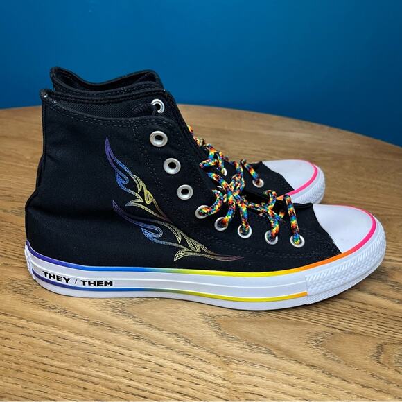 NWOT Converse CTAS High Top Pride Custom Sneakers Rainbow Men’s 8 Women’s 10 - Picture 2 of 10
